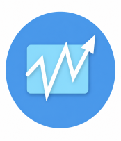 A trend graph icon to portray subjects of business